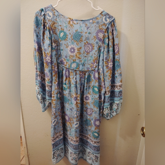 Bluetime Elegant Floral Long Sleeve Dress in Blue - Picture 6 of 7